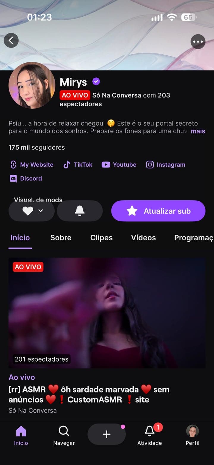 Mirys profile on Twitch